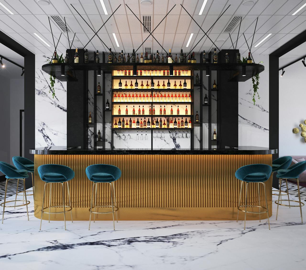 Design of modern bar counter in cafe